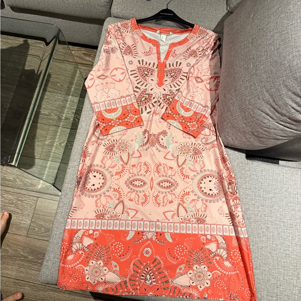 Vibrant Long Sleeve Dress with Intricate Patterns